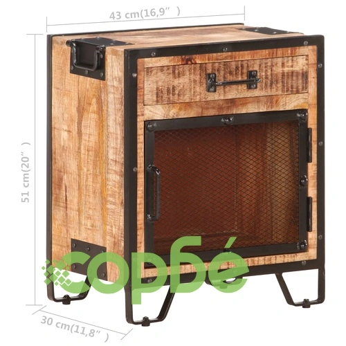 Нощно шкафче, 43x30x51 см, грубо мангово дърво масив ➤ топ цена ➤ sorbe.bg