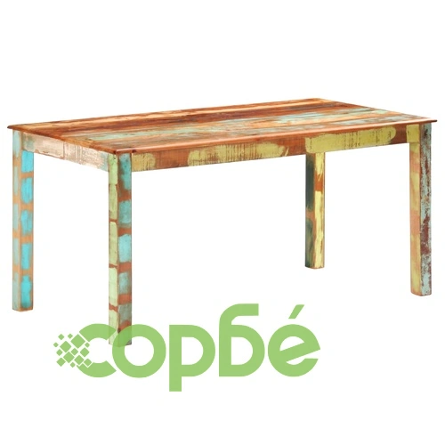 Трапезна маса, регенерирано дърво масив, 160x80x76 cм ➤ топ цена ➤ sorbe.bg