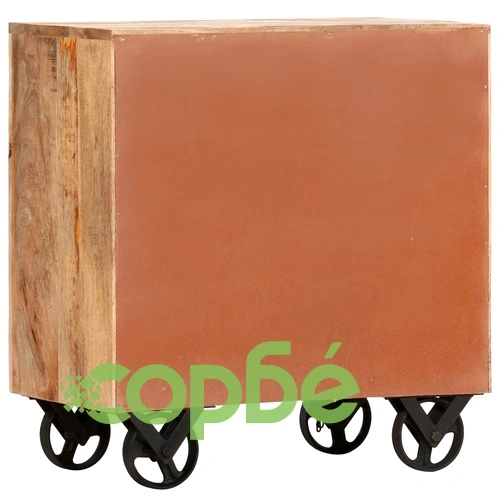 Страничен шкаф на колелца, 70x40x75 см, манго масив ➤ топ цена ➤ sorbe.bg