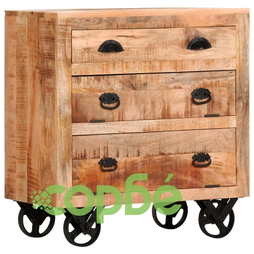 Страничен шкаф на колелца, 70x40x75 см, манго масив ➤ топ цена ➤ sorbe.bg
