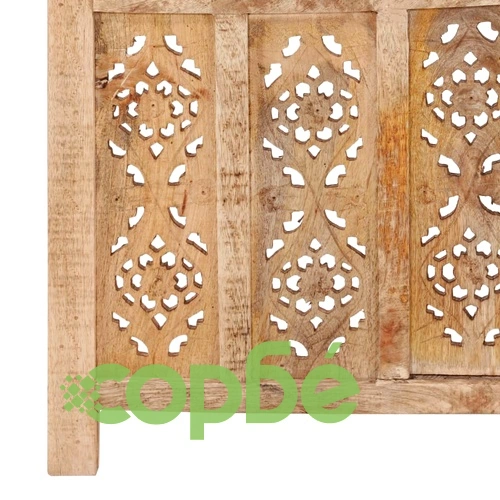 Ръчно резбован параван, 3 панела, 120x165 cм, манго масив ➤ топ цена ➤ sorbe.bg