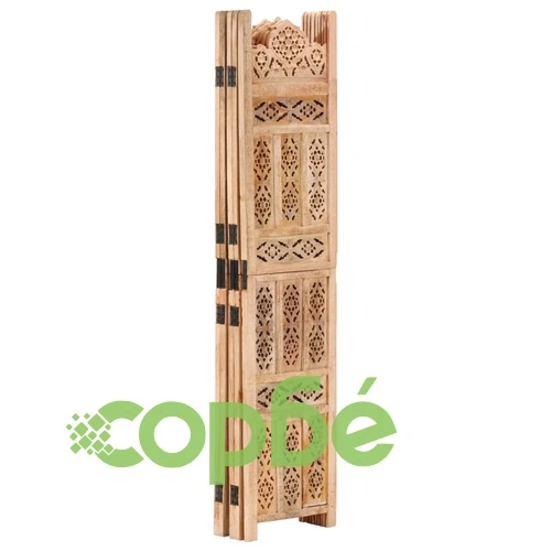 Ръчно резбован параван, 5 панела, 200x165 cм, манго масив ➤ топ цена ➤ sorbe.bg