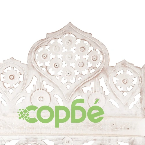 Ръчно резбован параван, 5 панела, бял, 200x165 cм, манго масив ➤ топ цена ➤ sorbe.bg