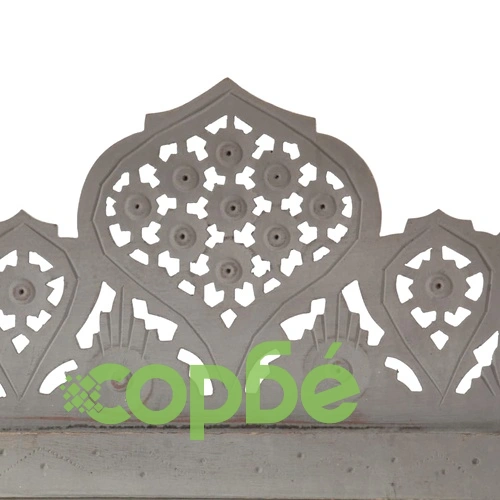 Ръчно резбован параван, 5 панела, сив, 200x165 cм, манго масив ➤ топ цена ➤ sorbe.bg