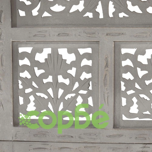 Ръчно резбован параван, 4 панела, сив, 160x165 cм, манго масив ➤ топ цена ➤ sorbe.bg