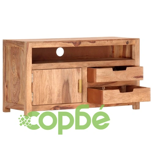 ТВ шкаф, 90x35x50 см, шишамово дърво масив ➤ топ цена ➤ sorbe.bg
