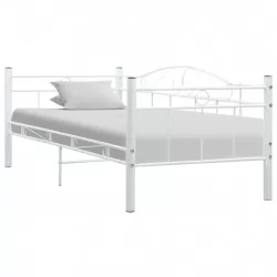 Рамка за дневно легло, бяла, метал, 90x200 см