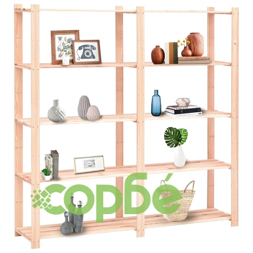 5-етажен стелаж, 170x38x170 см, бор масив, 500 кг ➤ топ цена ➤ sorbe.bg