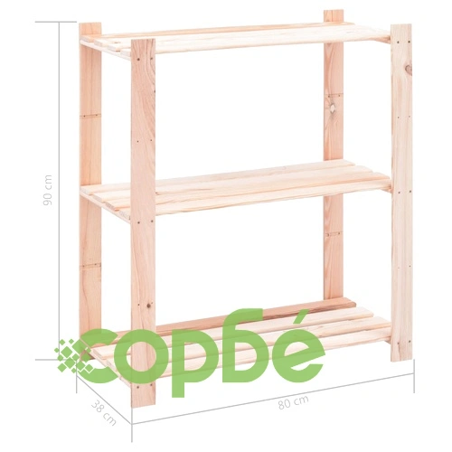 3-етажен стелаж, 80x38x90 см, бор масив, 150 кг ➤ топ цена ➤ sorbe.bg