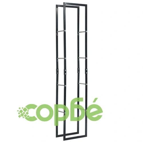 Стойка за дърва, черна, 40x25x200 см, стомана ➤ топ цена ➤ sorbe.bg