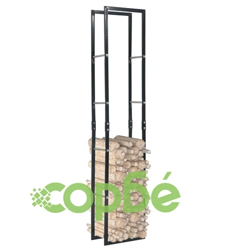 Стойка за дърва, черна, 40x25x200 см, стомана ➤ топ цена ➤ sorbe.bg