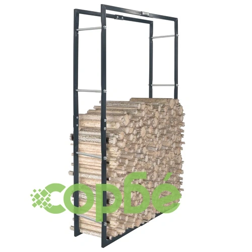 Стойка за дърва, черна, 80x25x150 см, стомана ➤ топ цена ➤ sorbe.bg