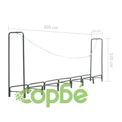 Стойка за дърва, антрацит, 360x35x120 см, стомана  ➤ топ цена ➤ sorbe.bg