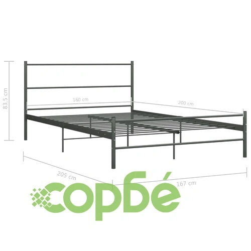 Рамка за легло, сива, метал, 160x200 см ➤ топ цена ➤ sorbe.bg