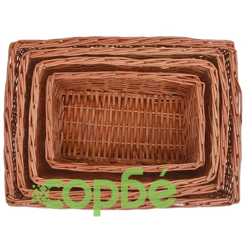 Комплект от 4 прибиращи се кошници, кафяв, върба ➤ топ цена ➤ sorbe.bg