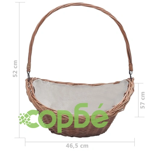 286987  Firewood Basket with Handle 57x46,5x52 cm Brown Willow ➤ топ цена ➤ sorbe.bg