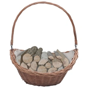 286987  Firewood Basket with Handle 57x46,5x52 cm Brown Willow