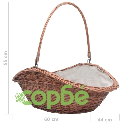286988  Firewood Basket with Handle 60x44x55 cm Natural Willow ➤ топ цена ➤ sorbe.bg