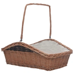 286989  Firewood Basket with Handle 61,5x46,5x58 cm Brown Willow