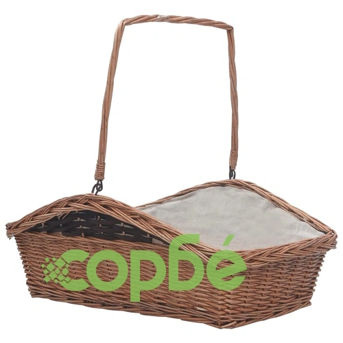 286989  Firewood Basket with Handle 61,5x46,5x58 cm Brown Willow ➤ топ цена ➤ sorbe.bg