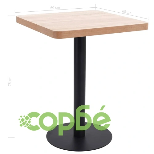 Бистро маса, светлокафява, 60x60 см, МДФ ➤ топ цена ➤ sorbe.bg