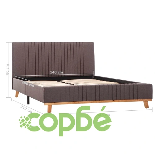 Рамка за легло, таупе, текстил, 140x200 см  ➤ топ цена ➤ sorbe.bg