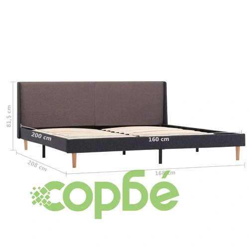 Рамка за легло, таупе, текстил, 160x200 см ➤ топ цена ➤ sorbe.bg