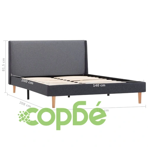 Рамка за легло, сива, текстил, 140x200 см ➤ топ цена ➤ sorbe.bg