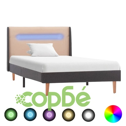 Рамка за легло с LED, кремава, текстил, 90x200 см ➤ топ цена ➤ sorbe.bg