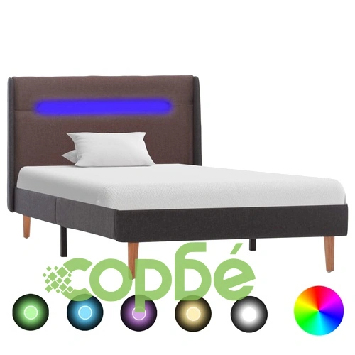 Рамка за легло с LED, таупе, текстил, 100x200 см ➤ топ цена ➤ sorbe.bg