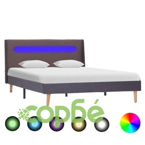 Рамка за легло с LED, таупе, текстил, 120x200 см ➤ топ цена ➤ sorbe.bg
