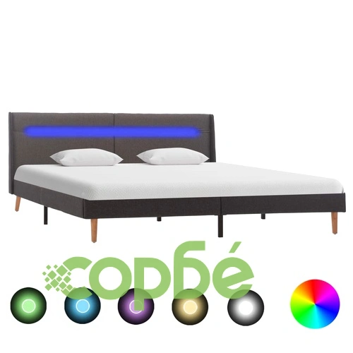 Рамка за легло с LED, сива, текстил, 140x200 см ➤ топ цена ➤ sorbe.bg