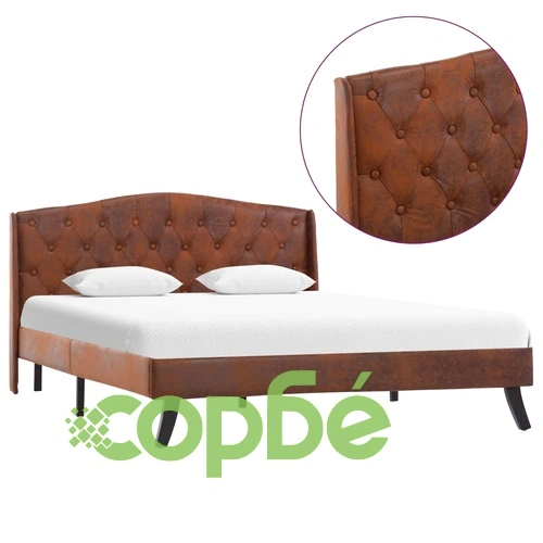 Рамка за легло, кафява, изкуствен велур, 120x200 см ➤ топ цена ➤ sorbe.bg