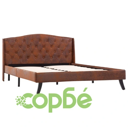 Рамка за легло, кафява, изкуствен велур, 120x200 см ➤ топ цена ➤ sorbe.bg