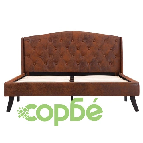 Рамка за легло, кафява, изкуствен велур, 120x200 см ➤ топ цена ➤ sorbe.bg