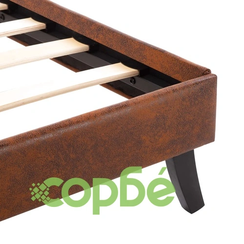 Рамка за легло, кафява, изкуствен велур, 120x200 см ➤ топ цена ➤ sorbe.bg