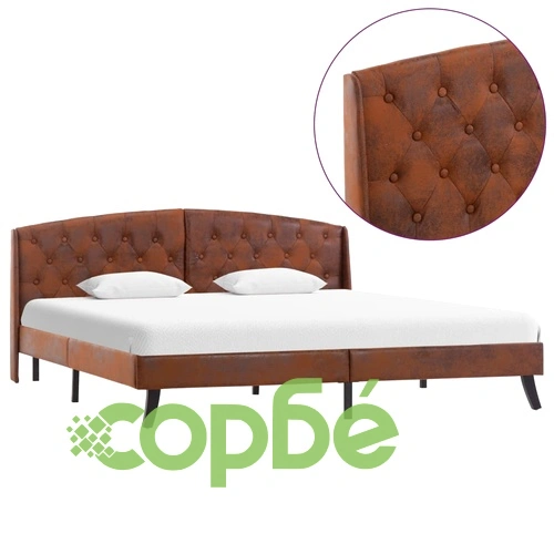 Рамка за легло, кафява, изкуствен велур, 160x200 см ➤ топ цена ➤ sorbe.bg