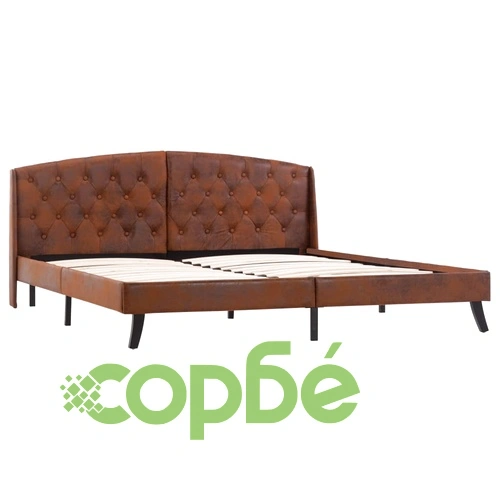 Рамка за легло, кафява, изкуствен велур, 160x200 см ➤ топ цена ➤ sorbe.bg