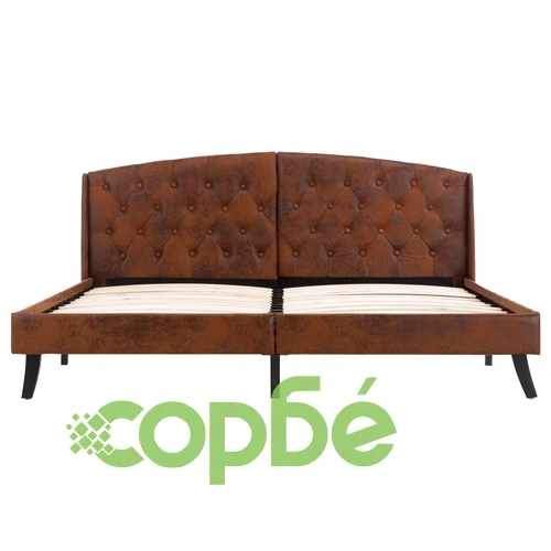 Рамка за легло, кафява, изкуствен велур, 160x200 см ➤ топ цена ➤ sorbe.bg