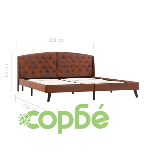 Рамка за легло, кафява, изкуствен велур, 160x200 см ➤ топ цена ➤ sorbe.bg