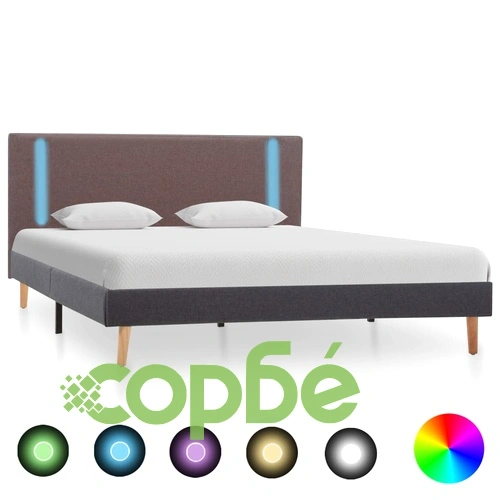 Рамка за легло с LED, таупе и тъмносиво, текстил, 140x200 см ➤ топ цена ➤ sorbe.bg