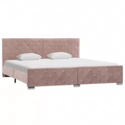 Рамка за легло, розова, кадифе, 180x200 см