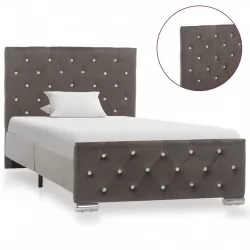 Рамка за легло, сива, кадифе, 90x200 см