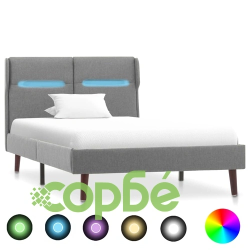 Рамка за легло с LED, светлосива, текстил, 90x200 см ➤ топ цена ➤ sorbe.bg