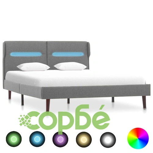 Рамка за легло с LED, светлосива, текстил, 120x200 см ➤ топ цена ➤ sorbe.bg