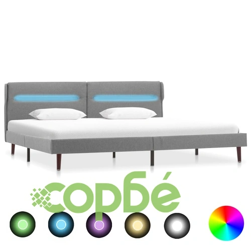 Рамка за легло с LED, светлосива, текстил, 160x200 см ➤ топ цена ➤ sorbe.bg