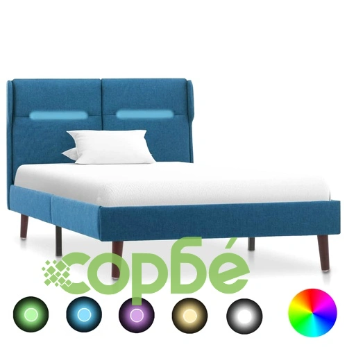 Рамка за легло с LED, синя, текстил, 100x200 см ➤ топ цена ➤ sorbe.bg