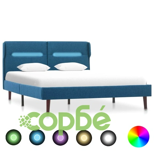 Рамка за легло с LED, синя, текстил, 120x200 см ➤ топ цена ➤ sorbe.bg