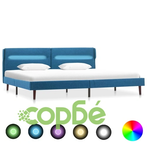 Рамка за легло с LED, синя, текстил, 160x200 см ➤ топ цена ➤ sorbe.bg