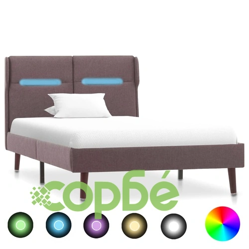 Рамка за легло с LED, таупе, текстил, 90x200 см ➤ топ цена ➤ sorbe.bg